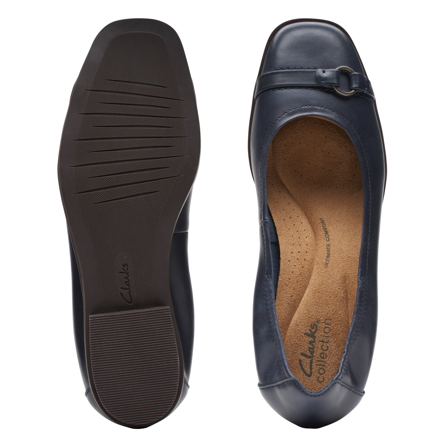 Clarks Lyrical Sky Navy Leather Flat